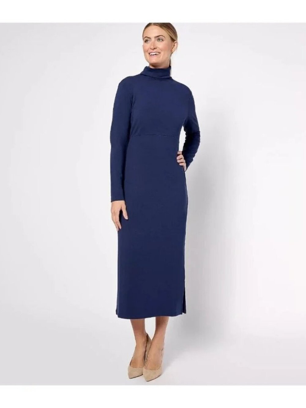 Women with Control Regular Tummy Control Midi Dress Deep Ocean Blue, NWT